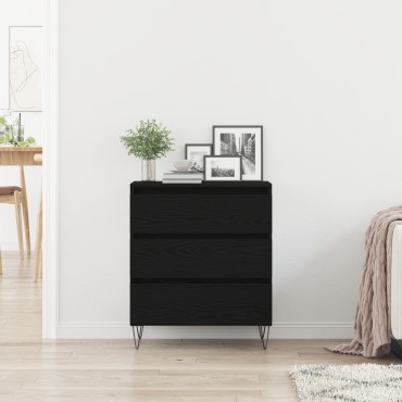 vidaXL Μπουφές με Συρτάρια Μαύρο Ξύλο 60x35x70cm Κατασκευασμένο από Συνθετικό Ξύλο 1 τεμ.