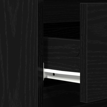 vidaXL Μπουφές με Συρτάρια Μαύρο Ξύλο 60x35x70cm Κατασκευασμένο από Συνθετικό Ξύλο 1 τεμ.