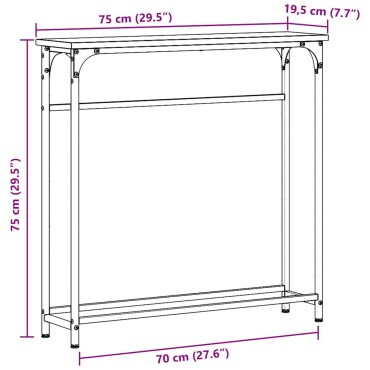 vidaXL Τραπέζι κονσόλας Παλιό ξύλο 75x19,5x75cm 1 τεμ.