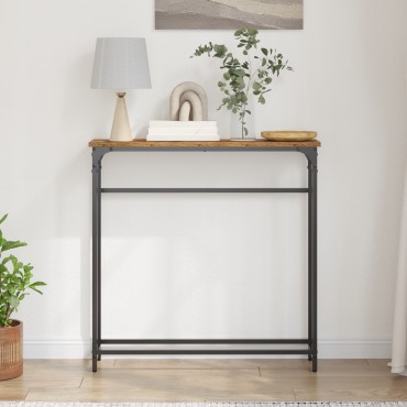 vidaXL Κονσόλα Ξύλου Παλιού 75x19,5x75cm Κατασκευασμένο από Ξύλο και Χάλυβα 1 τεμ.