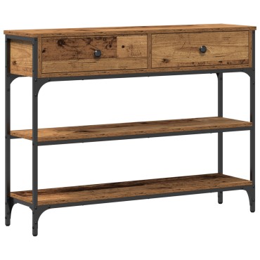 vidaXL Τραπέζι κονσόλας Παλιού Ξύλου 100x25x75cm Κατασκευασμένο από Ξύλο και Ατσάλι 1 τεμ.
