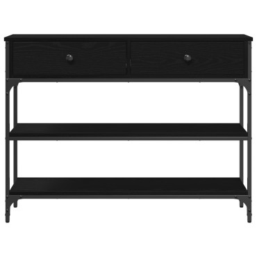 vidaXL Κονσόλα Μαύρο Δρυς 100x25x75cm Κατασκευασμένο ξύλο & Χάλυβας 1 τεμ.