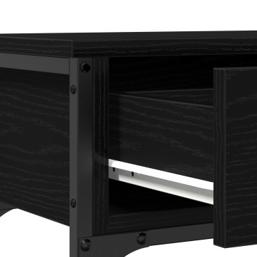 vidaXL Κονσόλα Μαύρη Δρυς 72,5x25x75cm Σανίδα και Χάλυβας 1 τεμ.