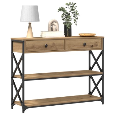 vidaXL Τραπέζι Σαλονιού Artisan Oak 100x28x75cm Κατασκευασμένο από Ξύλο και Ατσάλι 1 τεμ.