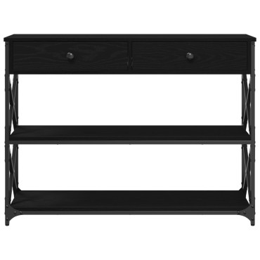 vidaXL Κονσόλα Μαύρη Δρυς 100x28x75cm Επεξεργασμένου Ξύλου & Ατσαλιού 1 τεμ.