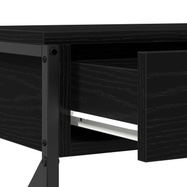 vidaXL Κονσόλα Μαύρη Δρυς 100x28x75cm Επεξεργασμένου Ξύλου & Ατσαλιού 1 τεμ.
