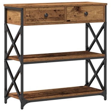 vidaXL Κονσόλα Ξύλου 75x28x75cm Κατασκευασμένο από ξύλο και ατσάλι 1 τεμ.