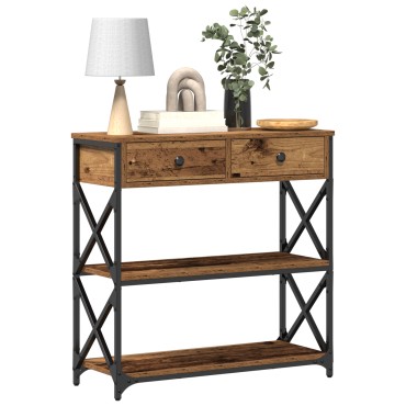 vidaXL Κονσόλα Ξύλου 75x28x75cm Κατασκευασμένο από ξύλο και ατσάλι 1 τεμ.