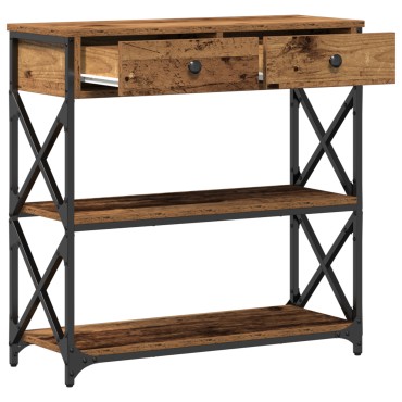 vidaXL Κονσόλα Ξύλου 75x28x75cm Κατασκευασμένο από ξύλο και ατσάλι 1 τεμ.