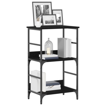 Βιβλιοθήκη vidaXL Μαύρη Δρυς 50x33x82cm Επεξεργασμένο Ξύλο και Χάλυβας 1 τεμ.