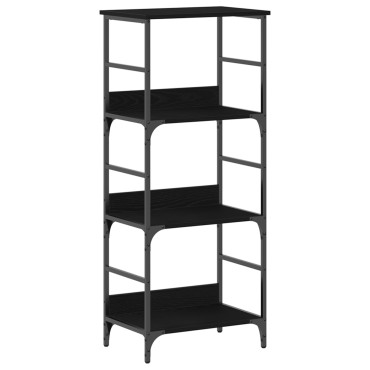 vidaXL Βιβλιοθήκη Μαύρη Βελανιδιά 50x33x117,5cm Επεξεργασμένο ξύλο και Χάλυβας 1 τεμ.