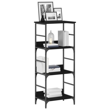 vidaXL Βιβλιοθήκη Μαύρη Βελανιδιά 50x33x117,5cm Επεξεργασμένο ξύλο και Χάλυβας 1 τεμ.