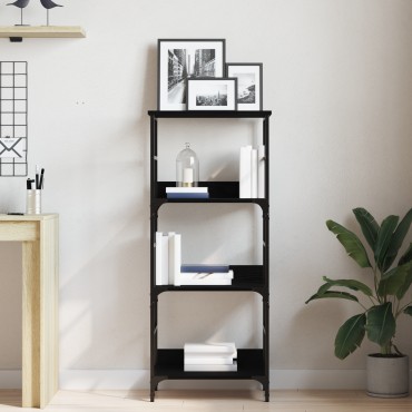 vidaXL Βιβλιοθήκη Μαύρη Βελανιδιά 50x33x117,5cm Επεξεργασμένο ξύλο και Χάλυβας 1 τεμ.