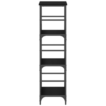 vidaXL Βιβλιοθήκη Μαύρη Βελανιδιά 50x33x117,5cm Επεξεργασμένο ξύλο και Χάλυβας 1 τεμ.