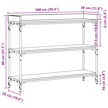 vidaXL Κονσόλα Ξύλου Artisan 100x30x80cm Κατασκευασμένο ξύλο & Ατσάλι 1 τεμ.