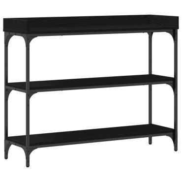 vidaXL Κονσόλα Μαύρη Δρυς 100x30x80cm Επεξεργασμένου Ξύλου και Χάλυβα 1 τεμ.