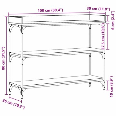 vidaXL Τραπέζι Κονσόλας με ράφι Μαύρη δρυς 100x30x80 εκατοστά 100x30x80cm 1 τεμ.