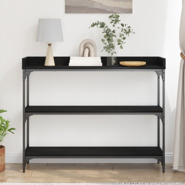 vidaXL Κονσόλα Μαύρη Δρυς 100x30x80cm Επεξεργασμένου Ξύλου και Χάλυβα 1 τεμ.
