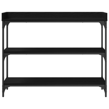 vidaXL Κονσόλα Μαύρη Δρυς 100x30x80cm Επεξεργασμένου Ξύλου και Χάλυβα 1 τεμ.