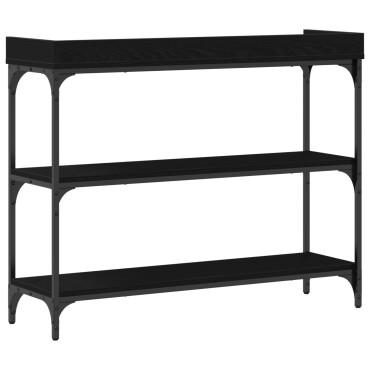 vidaXL Κονσόλα Μαύρη Δρυς 100x30x80cm Επεξεργασμένου Ξύλου και Χάλυβα 1 τεμ.