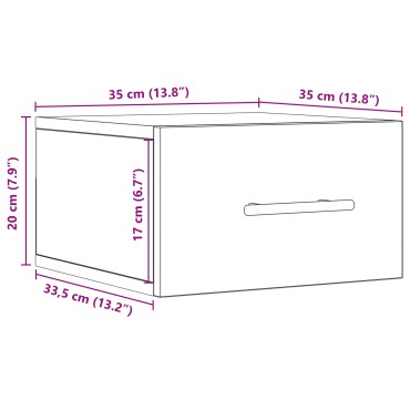 vidaXL Κομοδίνο Τοίχου Από Ξύλο Δρυός 35x35x20cm 1 τεμ.