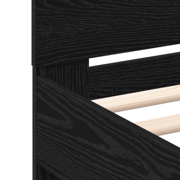 vidaXL Κρεβάτι με LED Φώτα Μαύρη Δρυς 90x200 cm Κατασκευασμένο Ξύλο