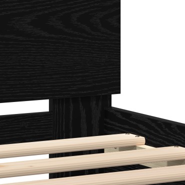 vidaXL Κρεβάτι με LED Φώτα Μαύρη Δρυς 90x200 cm Κατασκευασμένο Ξύλο