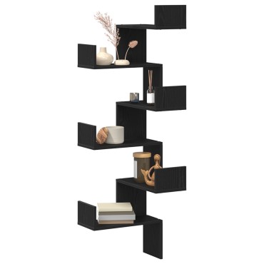 vidaXL Γωνιακό Ράφι Μαύρη Δρυς 45x45x147cm Επεξεργασμένο Ξύλο