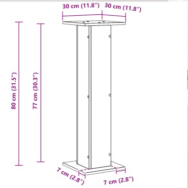 vidaXL Βάσεις Ηχείων 2 τμχ Μαύρο Δρυς 30x30x80 εκ Επεξεργασμένο Ξύλο