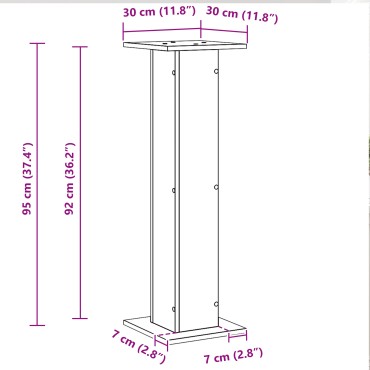 VidaXL Βάσεις Ηχείων 2 τμχ Μαύρη Δρυς 30x30x95 εκ Επιχειρησιακό Ξύλο