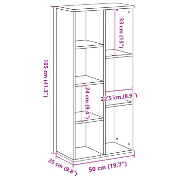 vidaXL Βιβλιοθήκη Μαύρη Οξυά 50x25x102 εκ 1 τεμ.