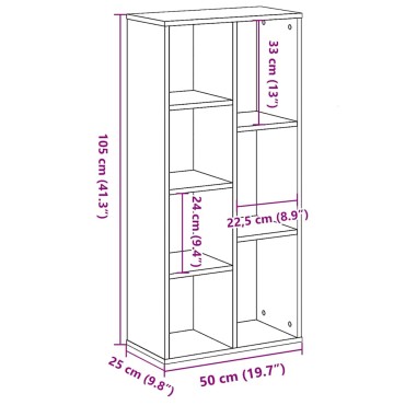 vidaXL Βιβλιοθήκη Μαύρη Οξυά 50x25x102 εκ 1 τεμ.