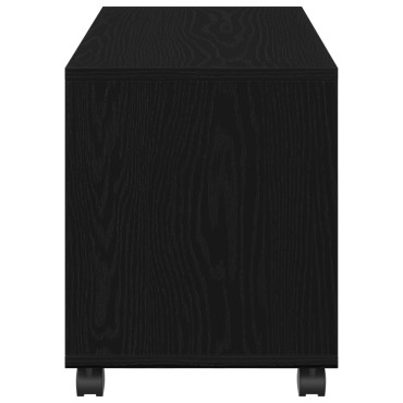 vidaXL Τραπέζι με Ρόδες Μαύρη Δρυς 72x33x42,5cm Κατασκευασμένη Ξυλεία 1 τεμ.