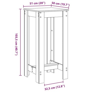 vidaXL Τραπέζι μπαρ 51x50x103.5cm Επεξεργασμένο Ξύλο Μαύρη Οξυά 1 τεμ.