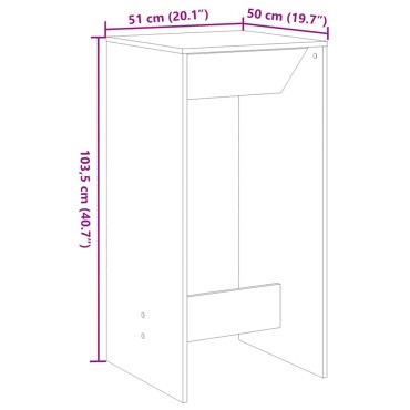 vidaXL Τραπέζι μπαρ 51x50x103,5cm Επεξεργασμένο Ξύλο Μαύρη Οξυά 1 τεμ.