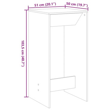 vidaXL Τραπέζι μπαρ 51x50x103,5cm Επεξεργασμένο Ξύλο Μαύρη Οξυά 1 τεμ.