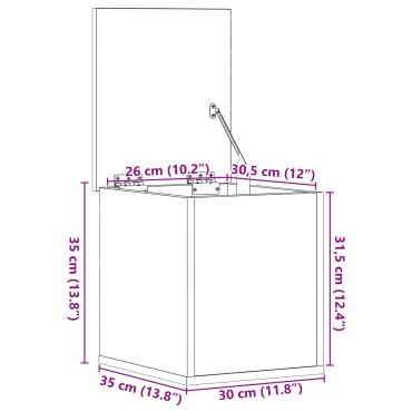 vidaXL Κουτί Αποθήκευσης Μαύρο Δρυς 30x35x35cm από Επεξεργασμένο Ξύλο 1 τεμ.