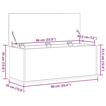 vidaXL Κουτί Αποθήκευσης από Παλιό Ξύλο 90x35x35cm 1 τεμ.