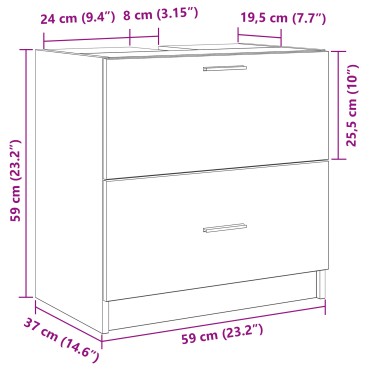 vidaXL Ντουλάπα Νιπτήρα Ξύλο Τέχνης 59x37x59cm Επεξεργασμένο Ξύλο