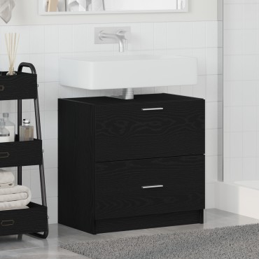 vidaXL Ντουλάπι Μπάνιου Μαύρη Οξυά 59x37x59cm Επεξεργασμένο ξύλο 1 τεμ.