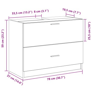 vidaXL Ντουλάπι Νιπτήρα Artisan Oak 78x37x59cm Μηχανικά Ξύλα 1 τεμ.