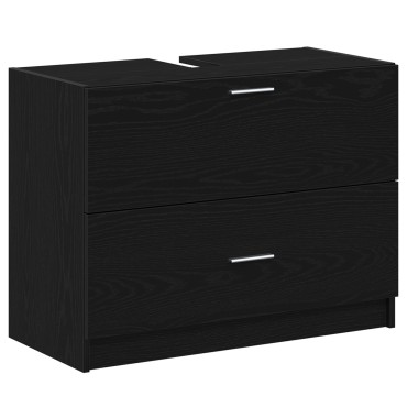 vidaXL Ντουλάπα Νιπτήρα Μαύρη Δρύς 78x37x59cm Επεξεργασμένο Ξύλο