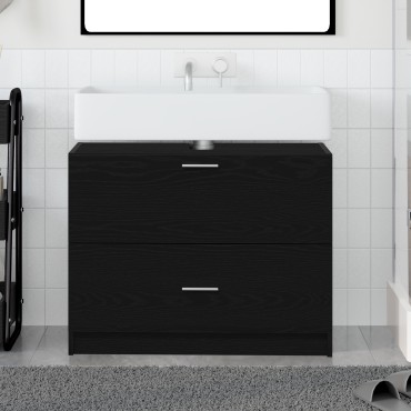 vidaXL Ντουλάπα Νιπτήρα Μαύρη Δρύς 78x37x59cm Επεξεργασμένο Ξύλο