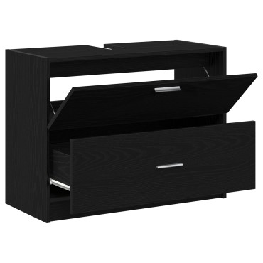 vidaXL Ντουλάπα Νιπτήρα Μαύρη Δρύς 78x37x59cm Επεξεργασμένο Ξύλο