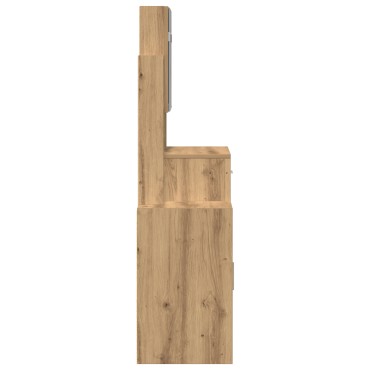 vidaXL Τουαλέτα με Καθρέφτη και LEDs Artisan Oak Επεξεργασμένο Ξύλο 80x35x132 cm 1 τεμ.
