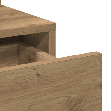 vidaXL Τουαλέτα με Καθρέφτη και LEDs Artisan Oak Επεξεργασμένο Ξύλο 80x35x132 cm 1 τεμ.