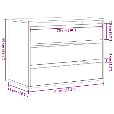 vidaXL Γωνιακό Κουτί Συρταριών Μαύρη Δρυς 80x41x58cm Επεξεργασμένο Ξύλο