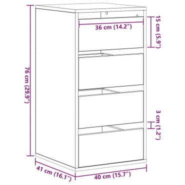 vidaXL Ντουλάπι με Συρτάρια 3-Συρτάρι Μαύρο 40x41x76cm 1 τεμ.