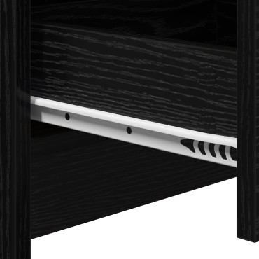 vidaXL Κομοδίνο με LED Φωτισμό Μαύρης Δρυός Επεξεργασμένου Ξύλου 38x34x61 cm 1 τεμ.