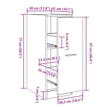 vidaXL Φαρμακοποιϊκή Ντουλάπα Μαύρη δρυς 30x41x77.5 εκ